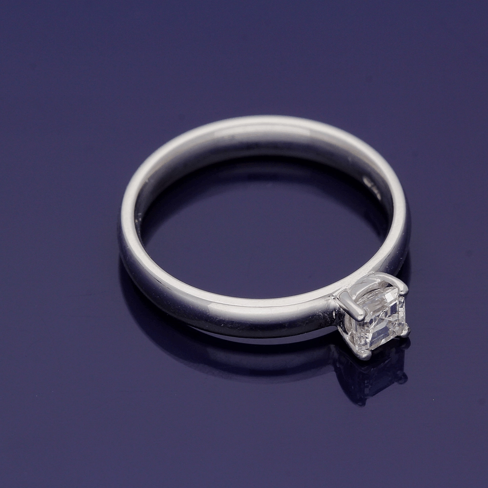 18ct White Gold 0.49ct Asscher Cut Diamond Solitaire Ring