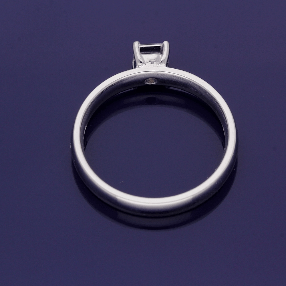 18ct White Gold 0.49ct Asscher Cut Diamond Solitaire Ring