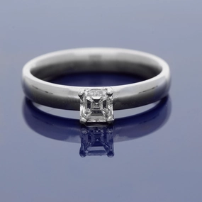 18ct White Gold 0.49ct Asscher Cut Diamond Solitaire Ring