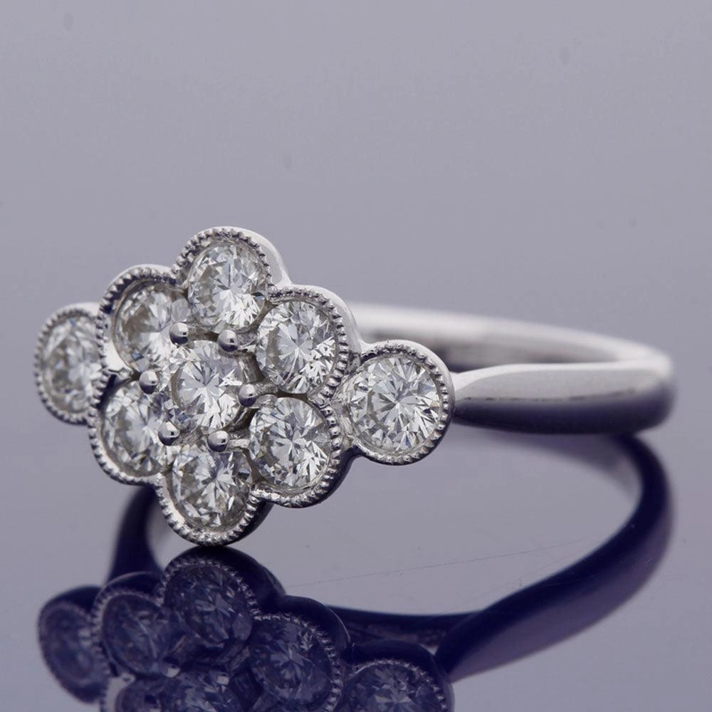 18ct White Gold 1.10ct Diamond Cluster Ring