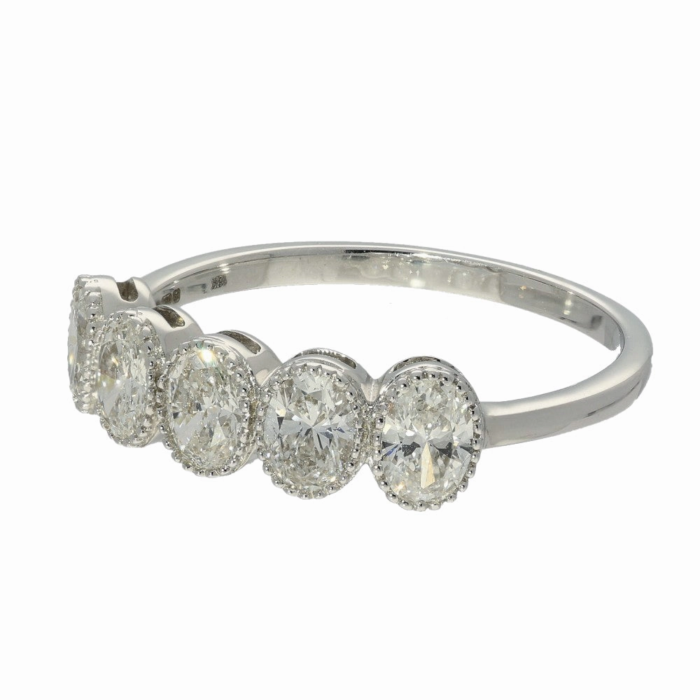 18ct White Gold 1ct Oval Diamond 5-Stone Ring