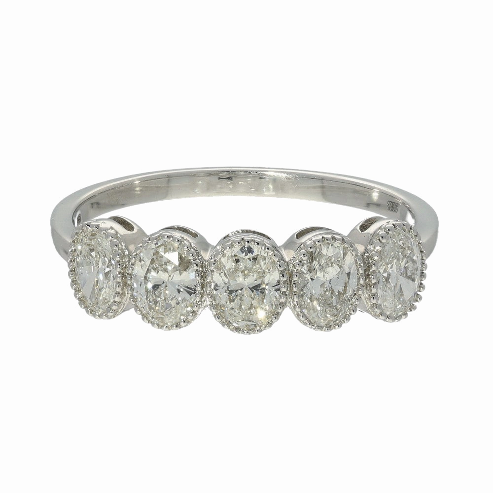 18ct White Gold 1ct Oval Diamond 5-Stone Ring