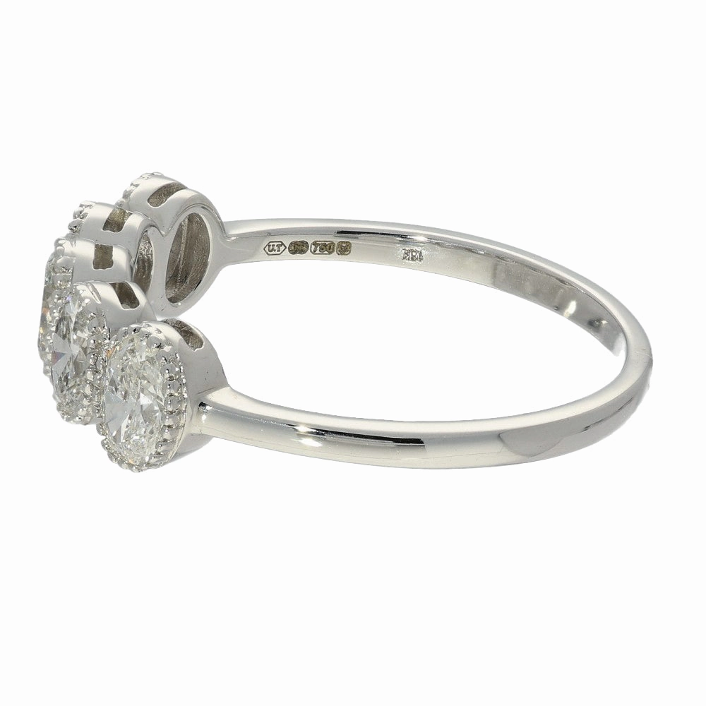 18ct White Gold 1ct Oval Diamond 5-Stone Ring