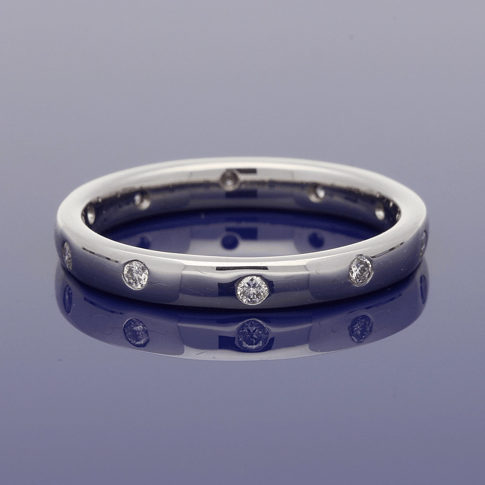 18ct White Gold Diamond Set 2.5mm Court Wedding Ring