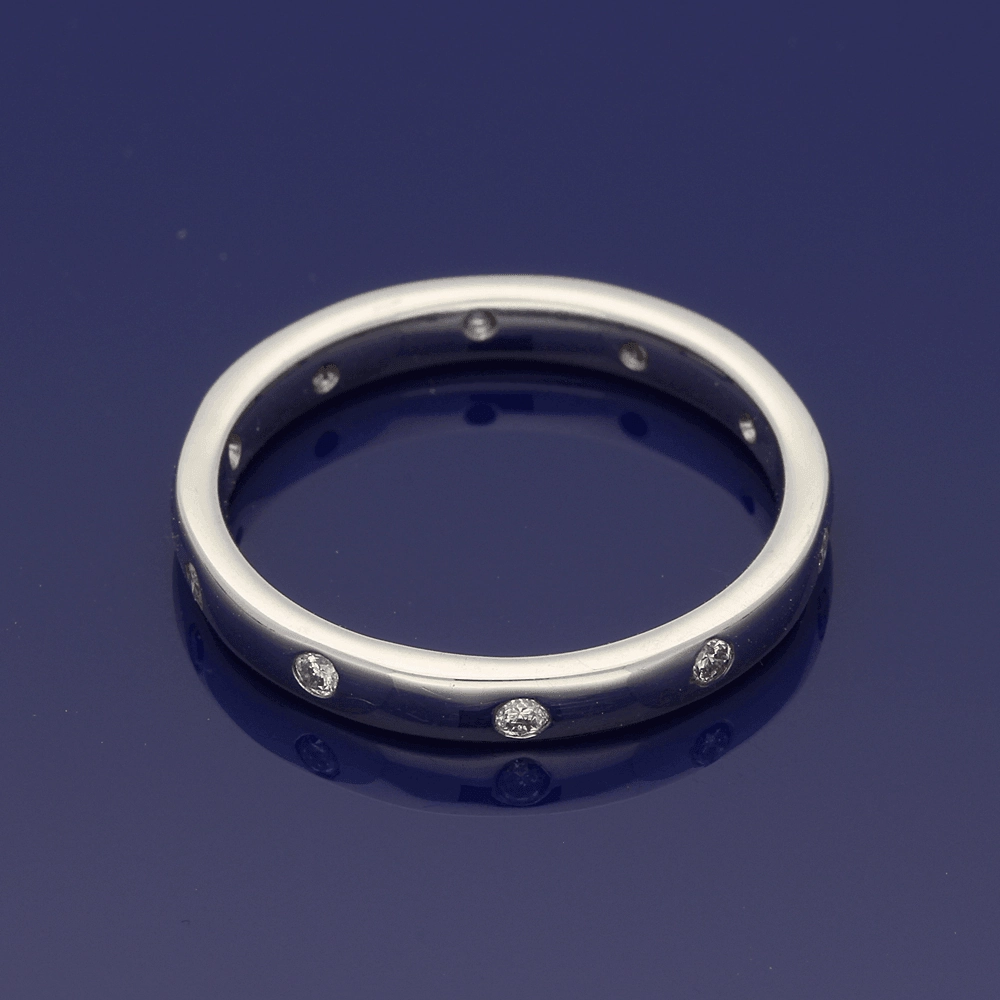 18ct White Gold Diamond Set 2.5mm Court Wedding Ring