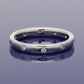 18ct White Gold Diamond Set 2.5mm Court Wedding Ring