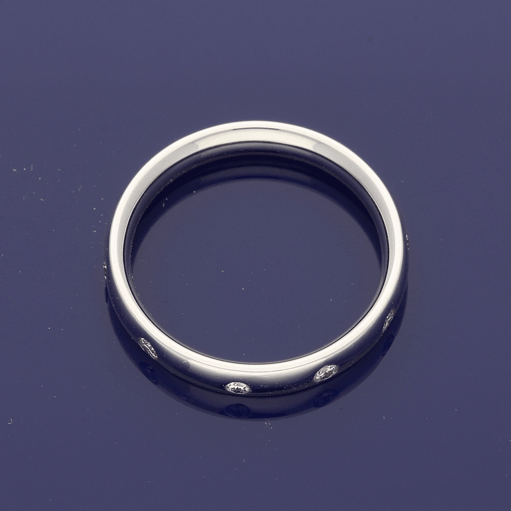 18ct White Gold Diamond-Set 3.2mm Court Wedding Ring