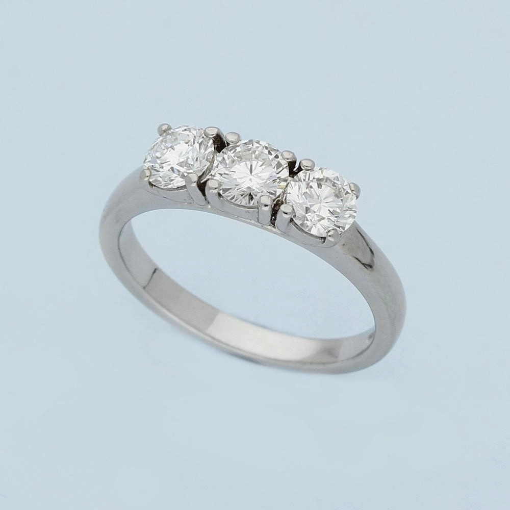 18ct White Gold Diamond Trilogy Ring