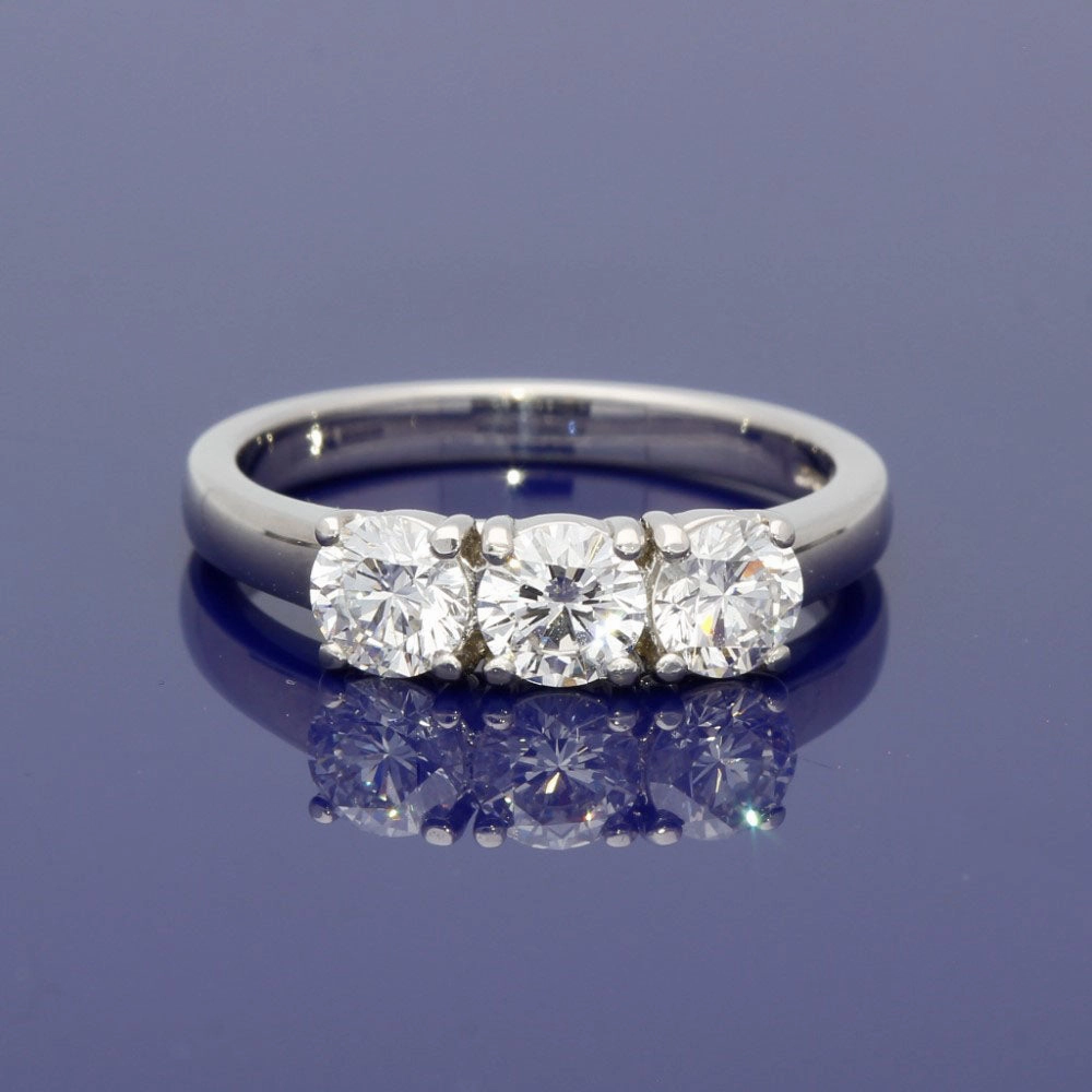 18ct White Gold Diamond Trilogy Ring