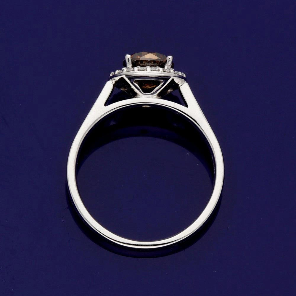 18ct White Gold Halo Ring with 1.21ct Certificated Chocolate Diamond