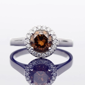 18ct White Gold Halo Ring with 1.21ct Certificated Chocolate Diamond