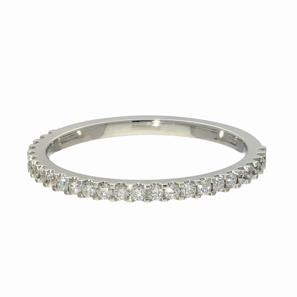 18ct White Gold Micro Set Diamond 1.5mm Slim Half Eternity Ring