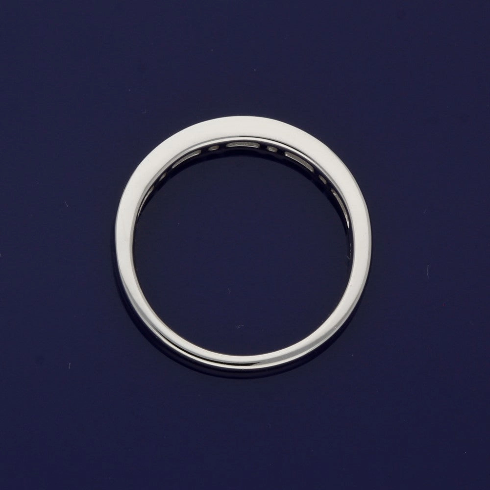 18ct White Gold Princess and Baguette Cut Diamond Half Eternity Ring