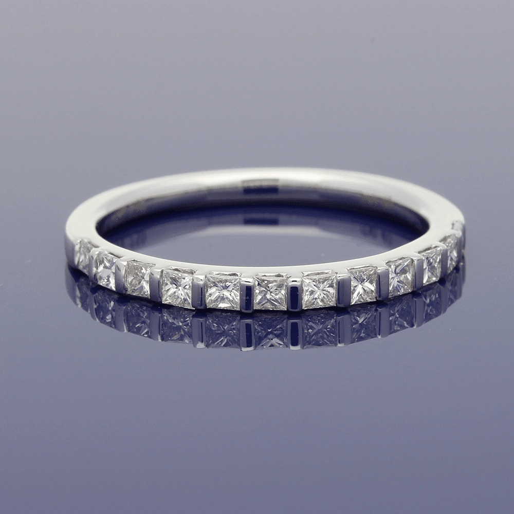 18ct White Gold Princess Cut Diamond Slim Eternity Ring