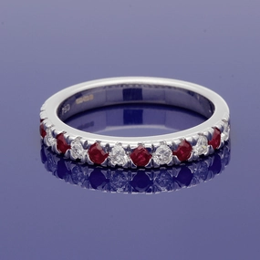 18ct White Gold Ruby & Diamond Eternity Ring