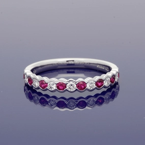 18ct White Gold Ruby & Diamond Eternity Ring