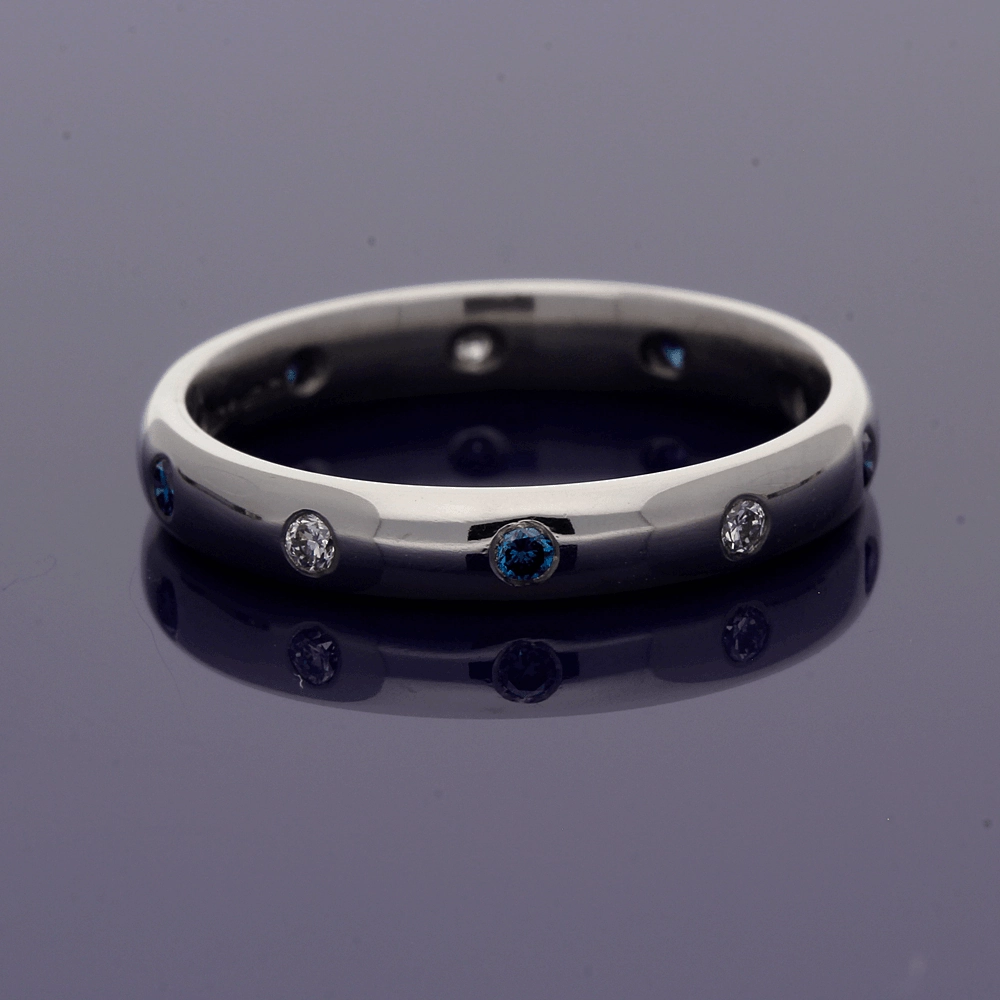 18ct White Gold Sapphire & Diamond Roman Set Eternity Ring