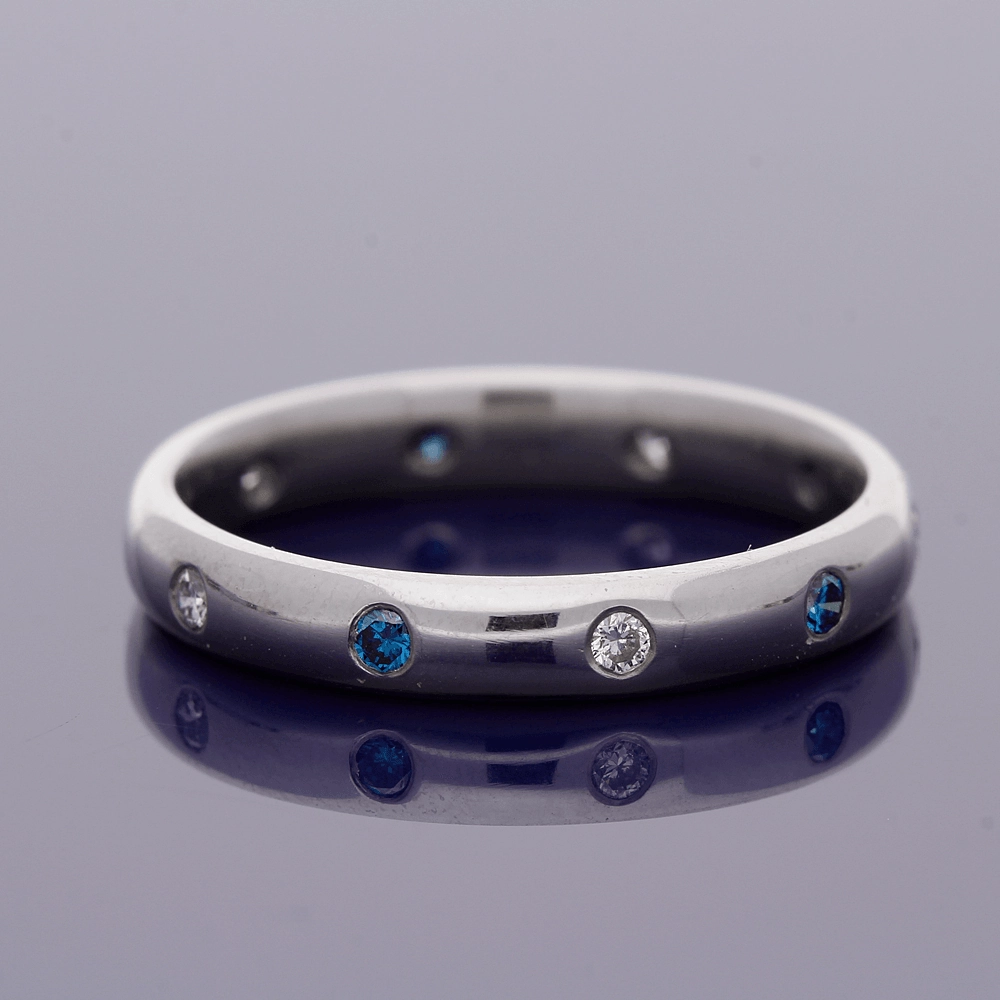 18ct White Gold Sapphire & Diamond Roman Set Eternity Ring