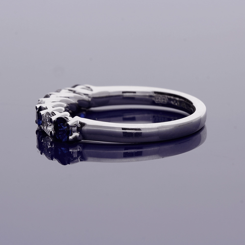 18ct White Gold Sapphire and Diamond Half Eternity Ring