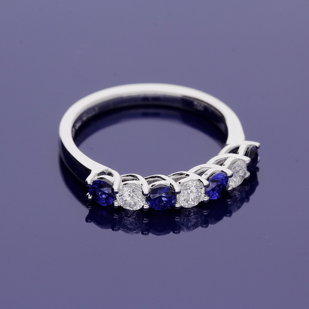 18ct White Gold Sapphire and Diamond Half Eternity Ring