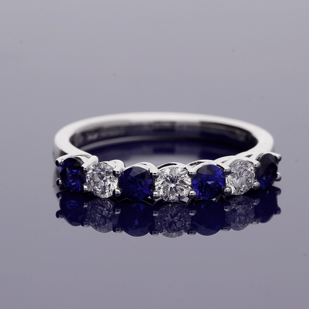 18ct White Gold Sapphire and Diamond Half Eternity Ring
