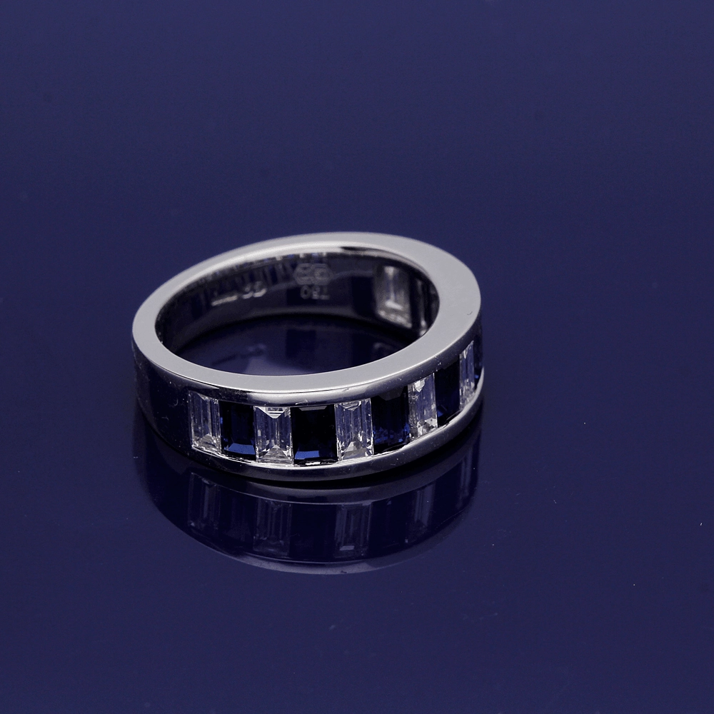 18ct White Gold Sapphire and Diamond Half Eternity Ring