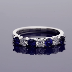 18ct White Gold Sapphire and Diamond Half Eternity Ring