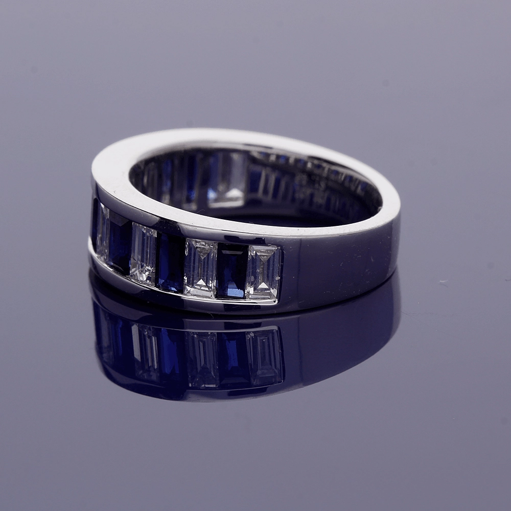 18ct White Gold Sapphire and Diamond Half Eternity Ring