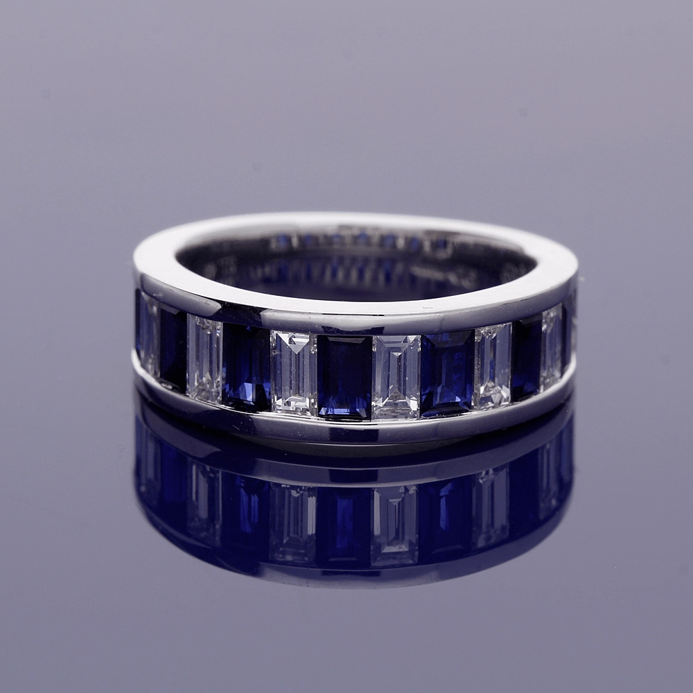18ct White Gold Sapphire and Diamond Half Eternity Ring