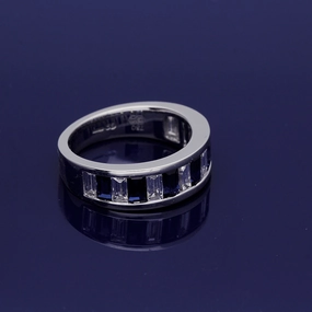 18ct White Gold Sapphire and Diamond Half Eternity Ring