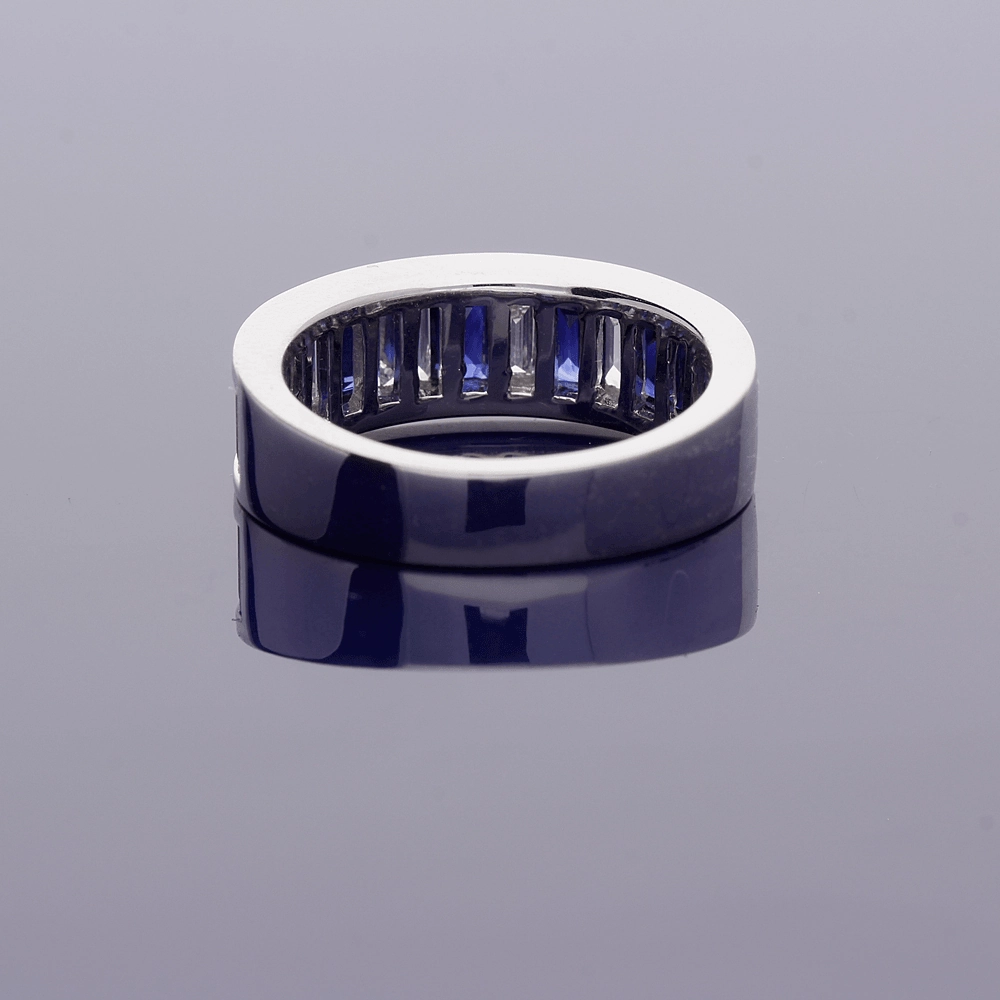 18ct White Gold Sapphire and Diamond Half Eternity Ring