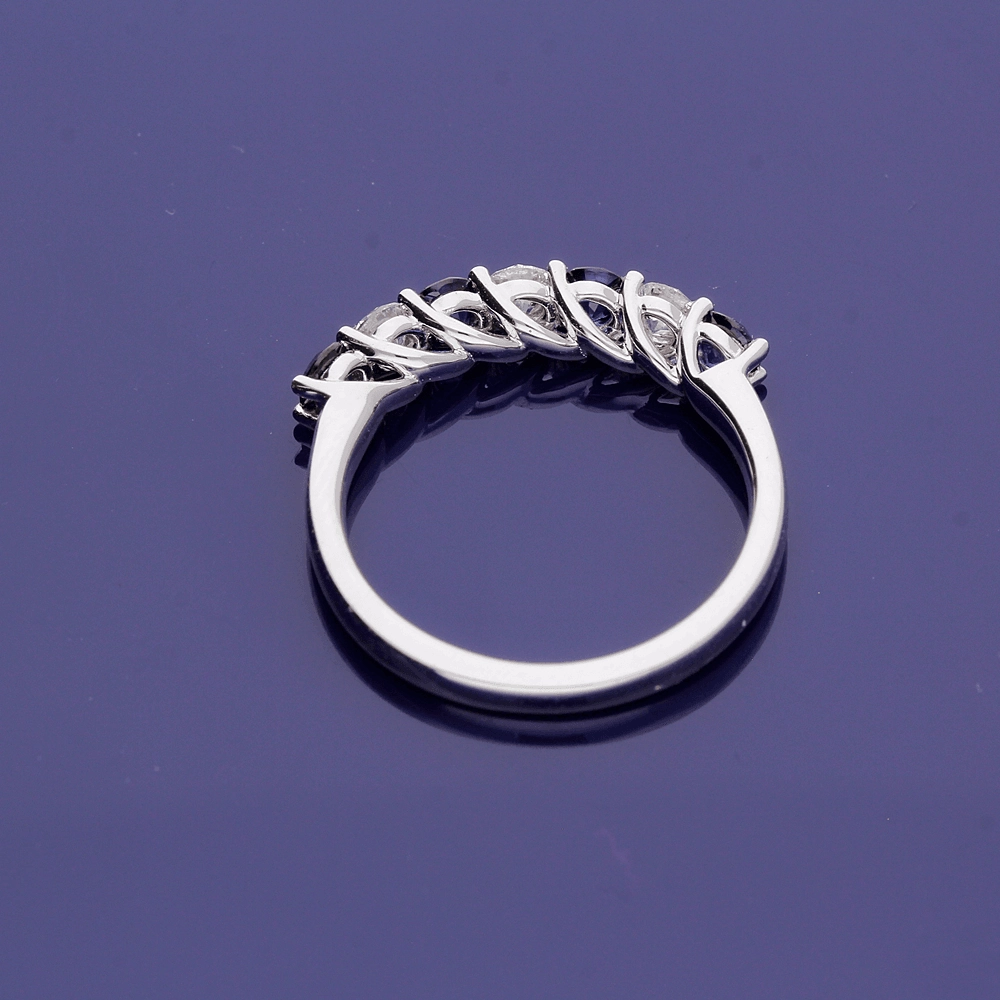 18ct White Gold Sapphire and Diamond Half Eternity Ring