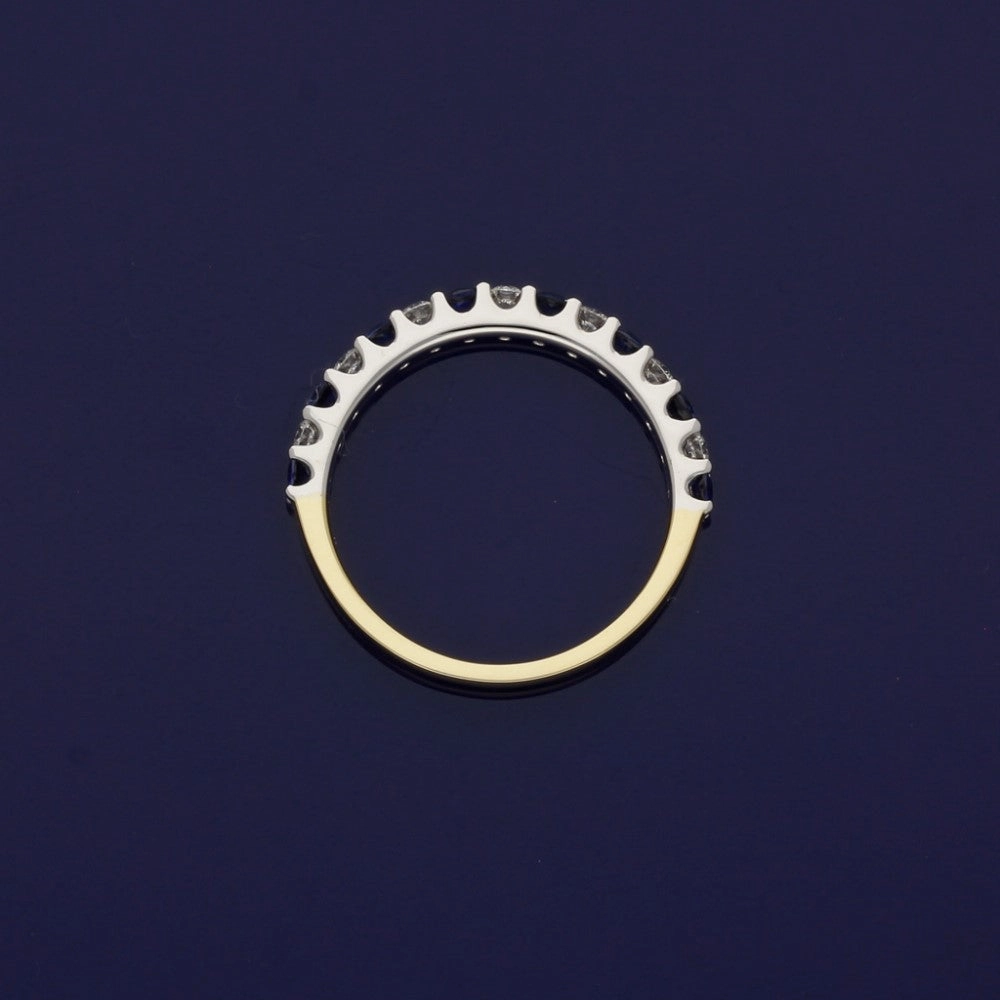 18ct Yellow & White Gold Sapphire & Diamond Half Eternity Ring