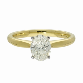 18ct Yellow Gold Certificated 1.01ct Oval Diamond Solitaire Engagement Ring