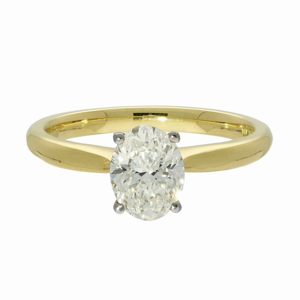 18ct Yellow Gold Certificated 1.01ct Oval Diamond Solitaire Engagement Ring