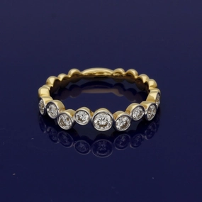18ct Yellow Gold Diamond Bubble Half Eternity Ring