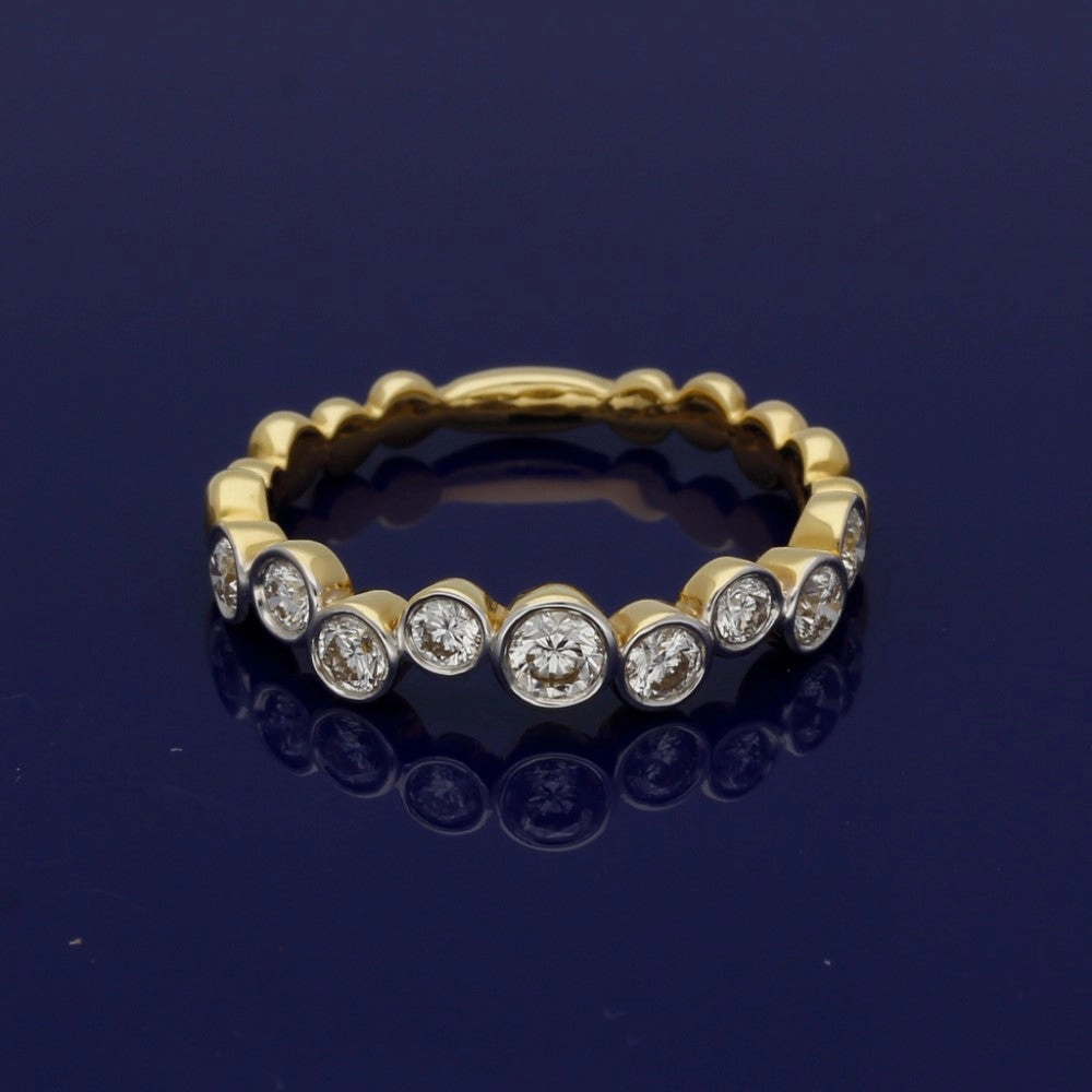 18ct Yellow Gold Diamond Bubble Half Eternity Ring