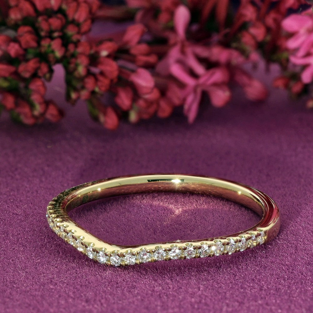 18ct Yellow Gold Diamond Slim Wishbone Eternity Ring