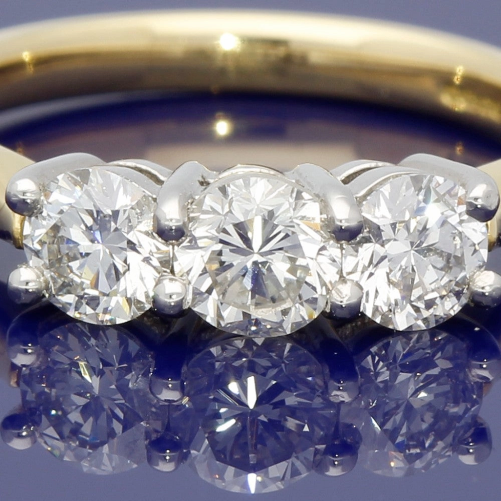 18ct Yellow Gold Diamond Trilogy Ring
