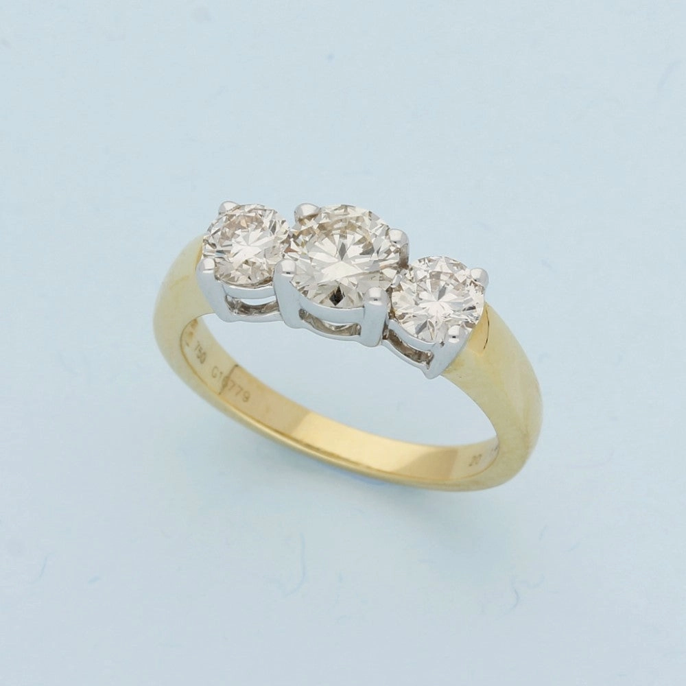 18ct Yellow Gold Diamond Trilogy Ring