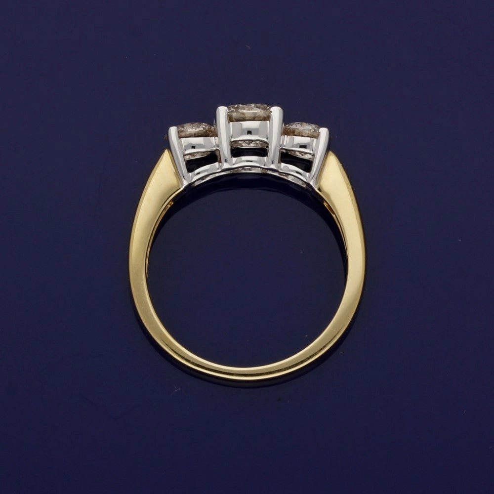 18ct Yellow Gold Diamond Trilogy Ring