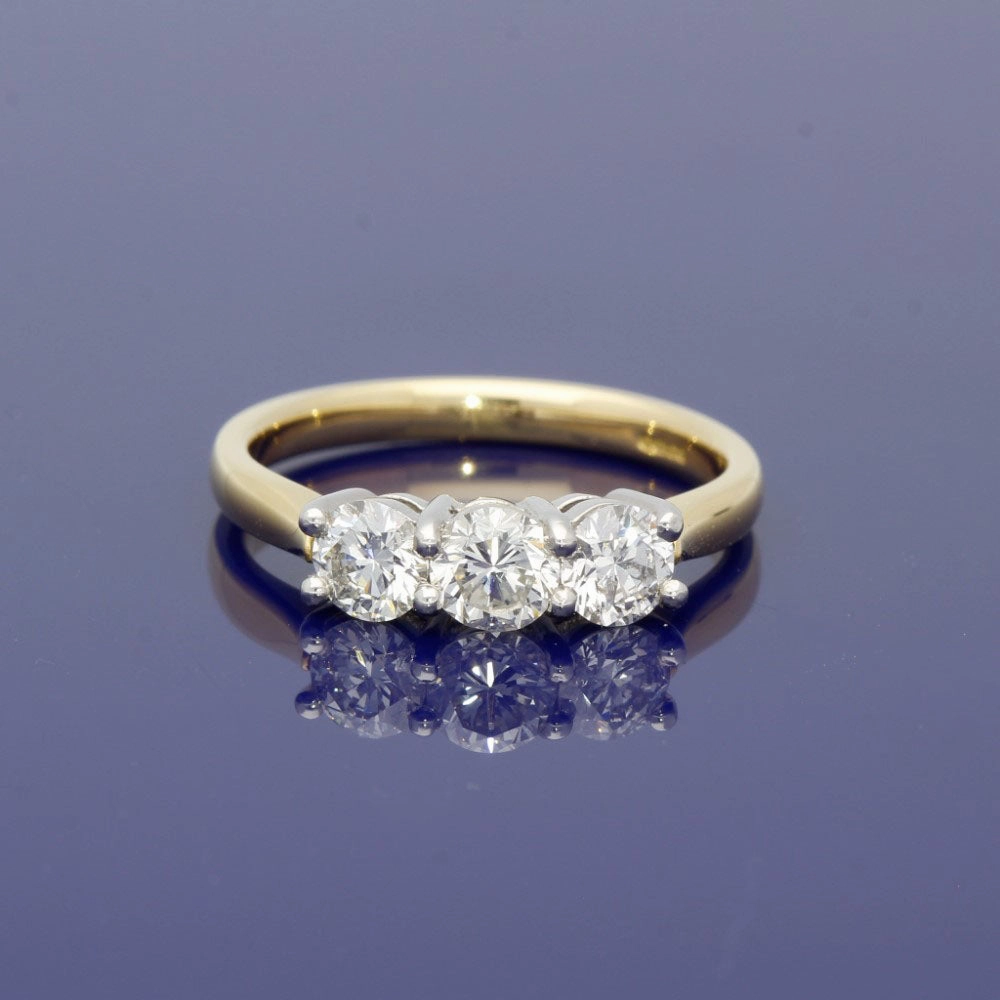 18ct Yellow Gold Diamond Trilogy Ring
