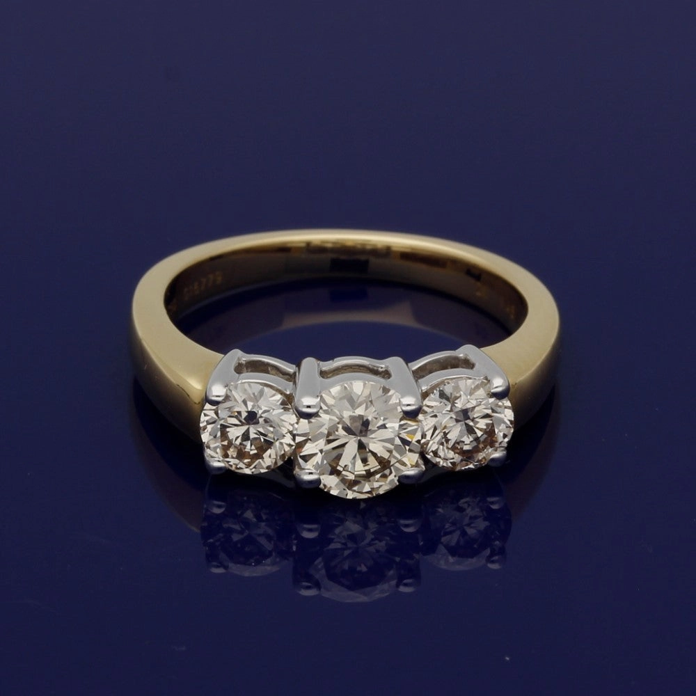 18ct Yellow Gold Diamond Trilogy Ring