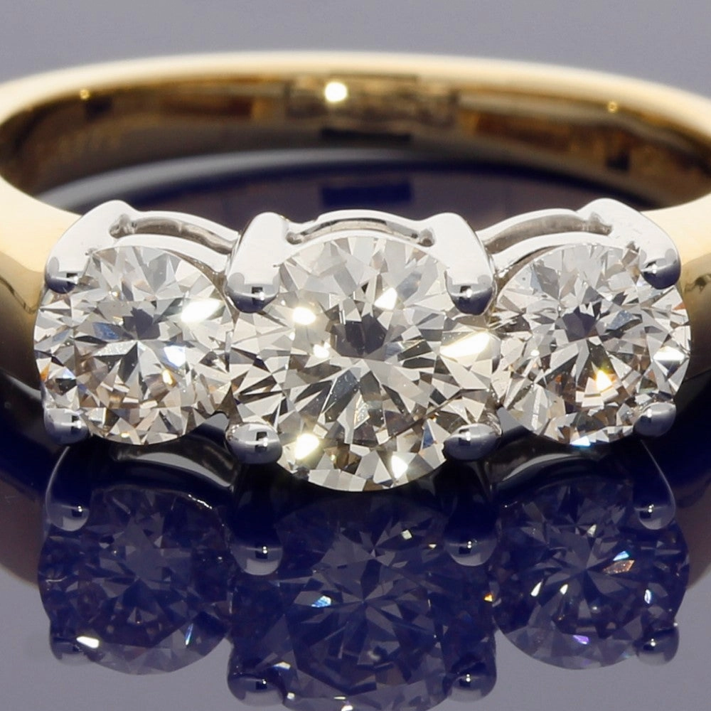 18ct Yellow Gold Diamond Trilogy Ring