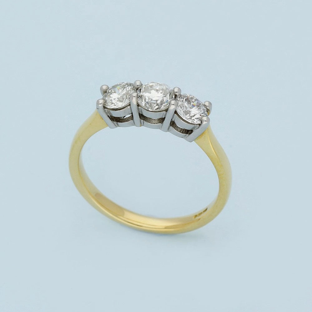 18ct Yellow Gold Diamond Trilogy Ring