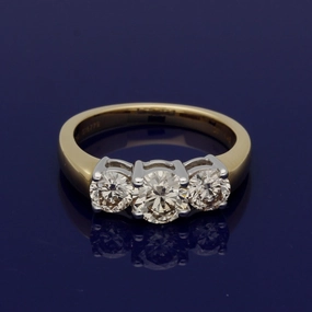 18ct Yellow Gold Diamond Trilogy Ring