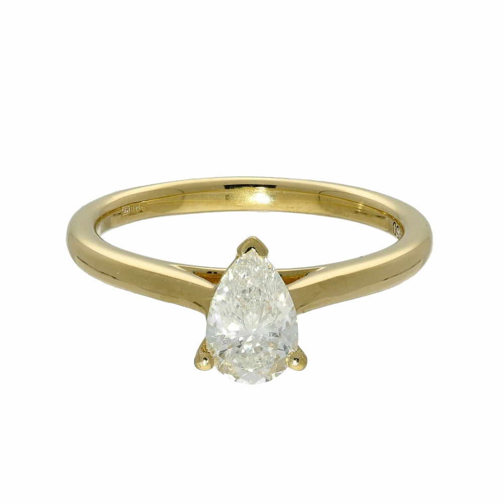 18ct Yellow Gold GIA Certificated 0.70ct Pear Shape Diamond Solitaire Ring