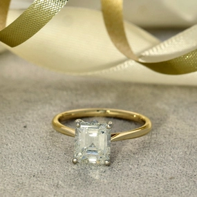 18ct Yellow Gold GIA Certificated 2.16ct Emerald Cut Diamond Solitaire Ring
