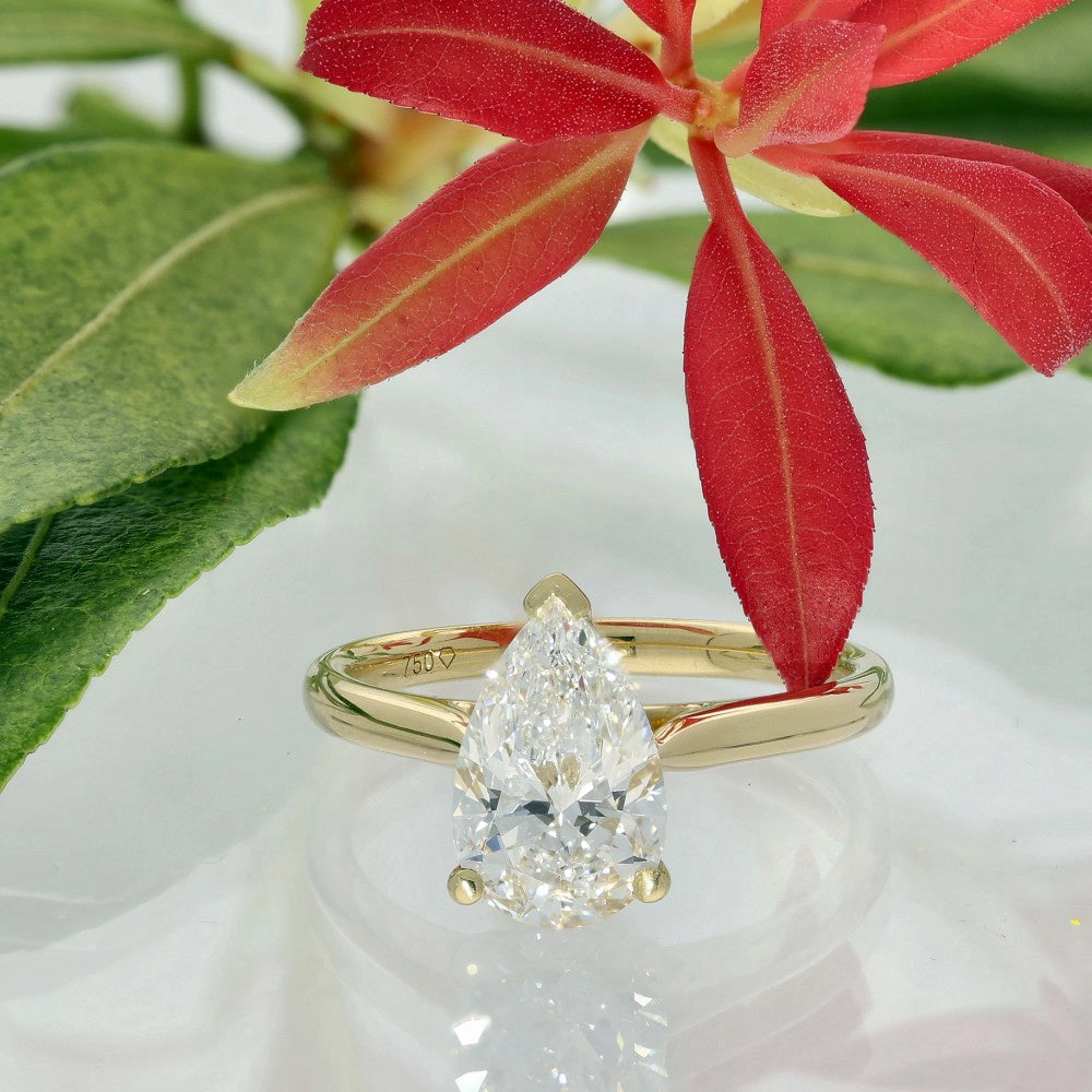18ct Yellow Gold Laboratory-Grown 2.03ct Pear Shape Diamond Solitaire Ring