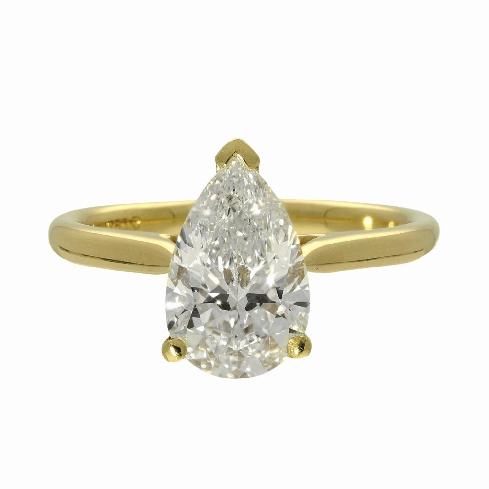 18ct Yellow Gold Laboratory-Grown 2.03ct Pear Shape Diamond Solitaire Ring